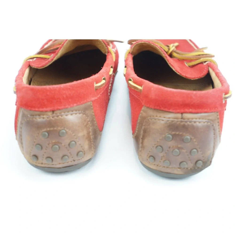 Polo Ralph Lauren Wyndings Loafers 9.5D Red Suede Leather Driving Shoes Good